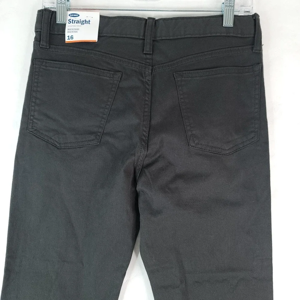Old Navy Straight Built In Flex Tough Pants Grey Charles Boy's Sz 16 Adjustable‎